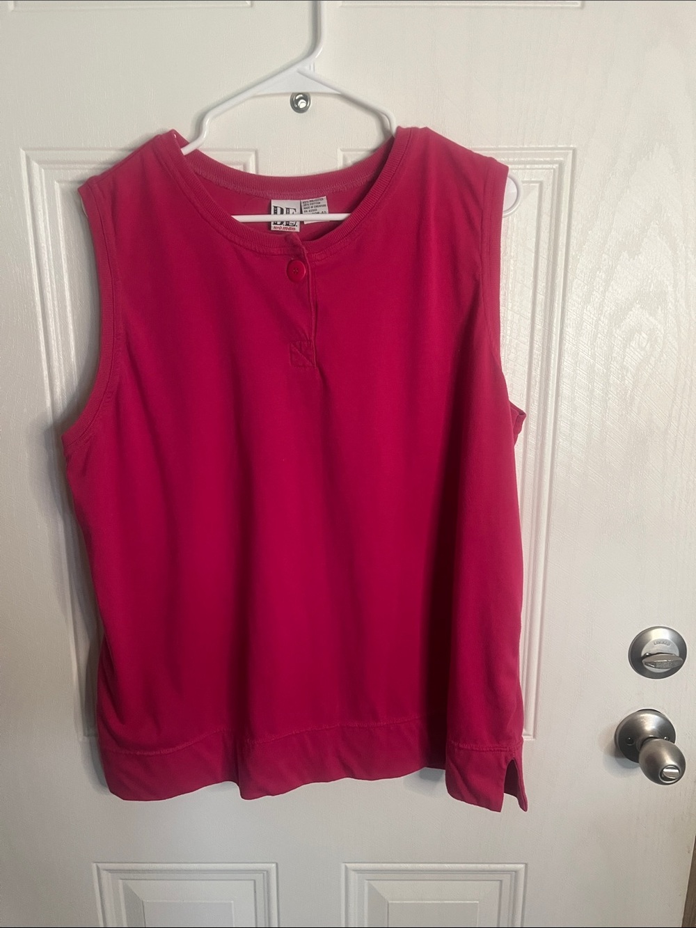 Basic Editions Sleeveless Henley Tank - Fuchsia